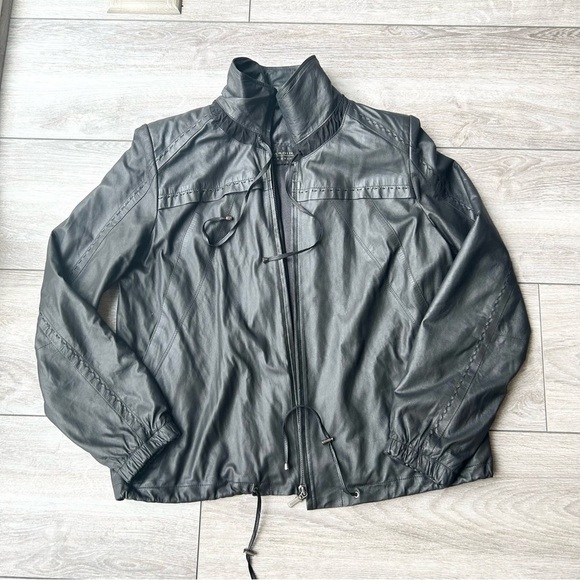 Bigardini Ruched Ruffles Leather Jacket - Picture 4 of 14